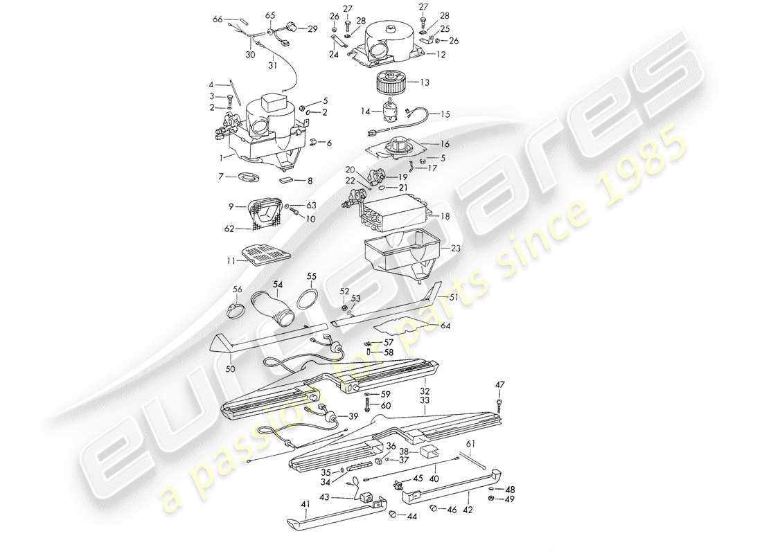 porsche 1966 (911/912) evaporator housing - air conditioner - d - mj 1969>> part diagram