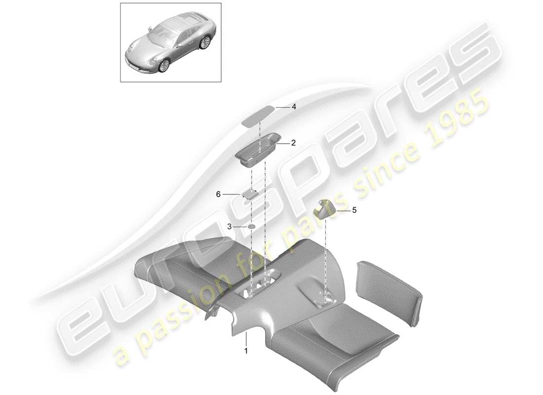 porsche 2020 (991-2) back seat cushion part diagram