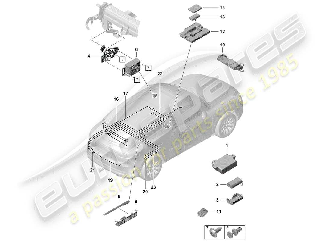 porsche cayenne e3 (2018) for vehicles with telephone part diagram
