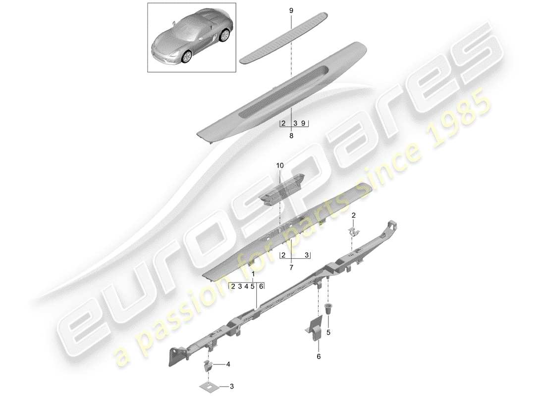 porsche 2016 (981 boxster spyder) scuff plate - sill panel part diagram