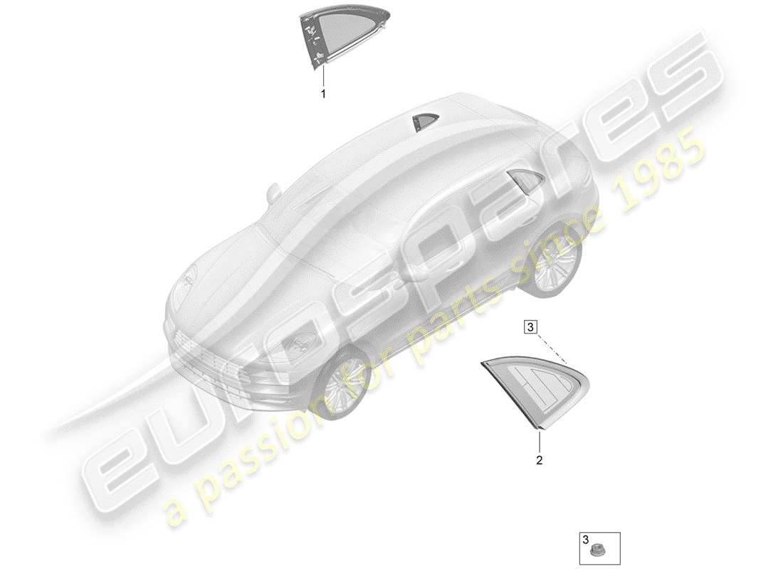porsche 2019 (macan) side window (fixed) part diagram