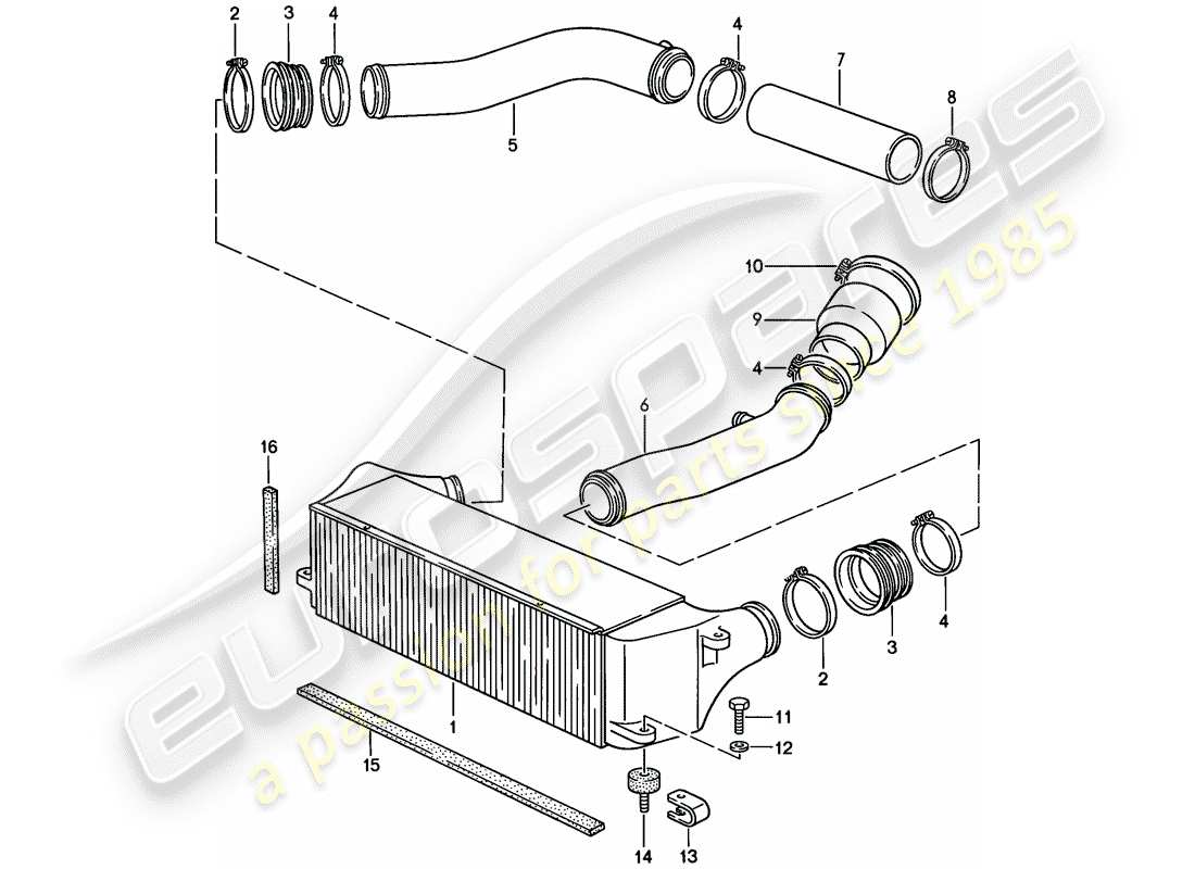porsche 1986 (944) charge air cooler part diagram