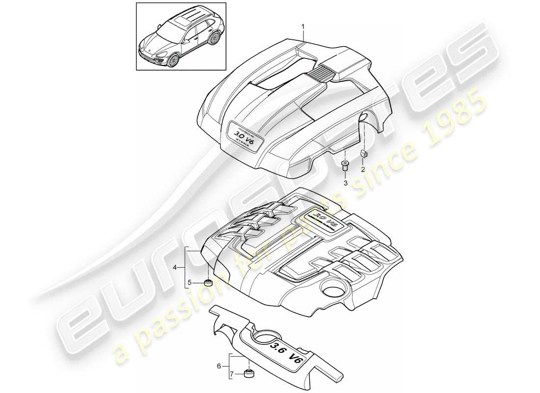 porsche 2013 (cayenne e2 92a) engine cover part diagram