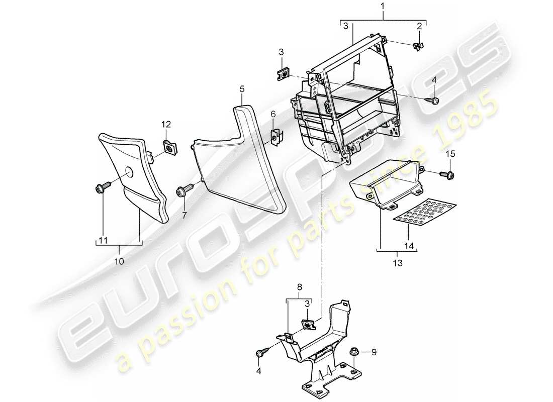 porsche 2009 (997-2) center console part diagram