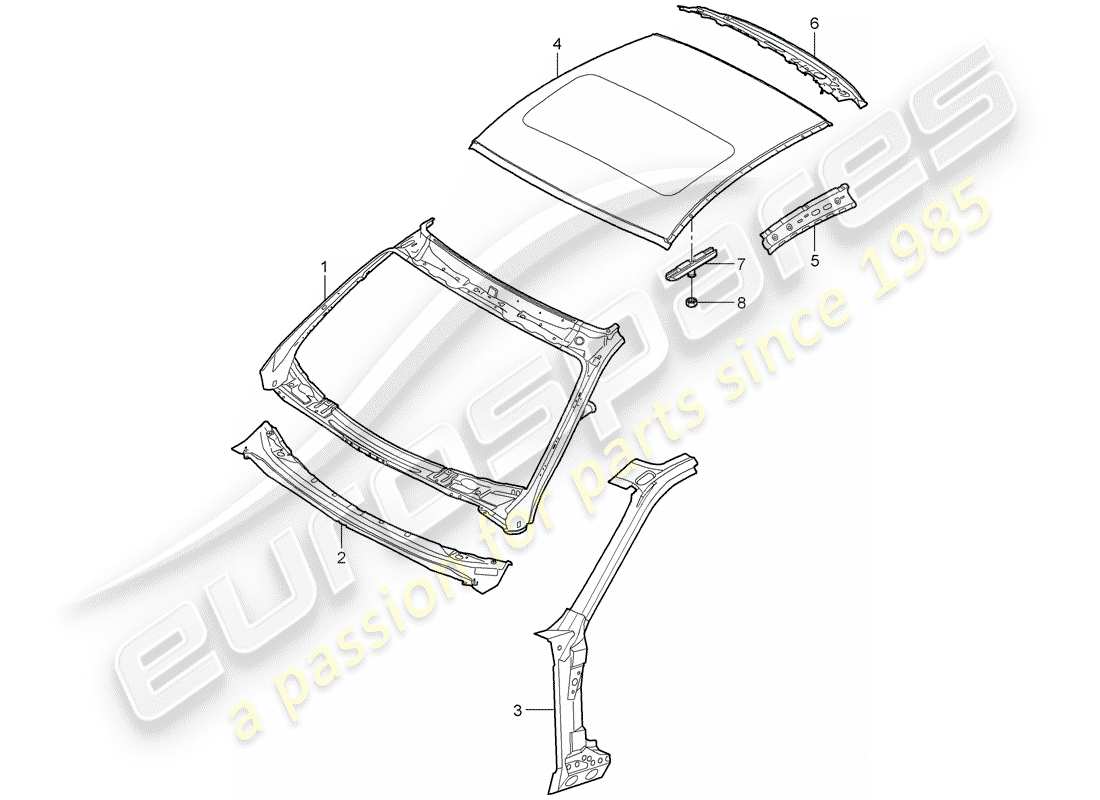 porsche 2008 (997-1 gt3) cowl part diagram