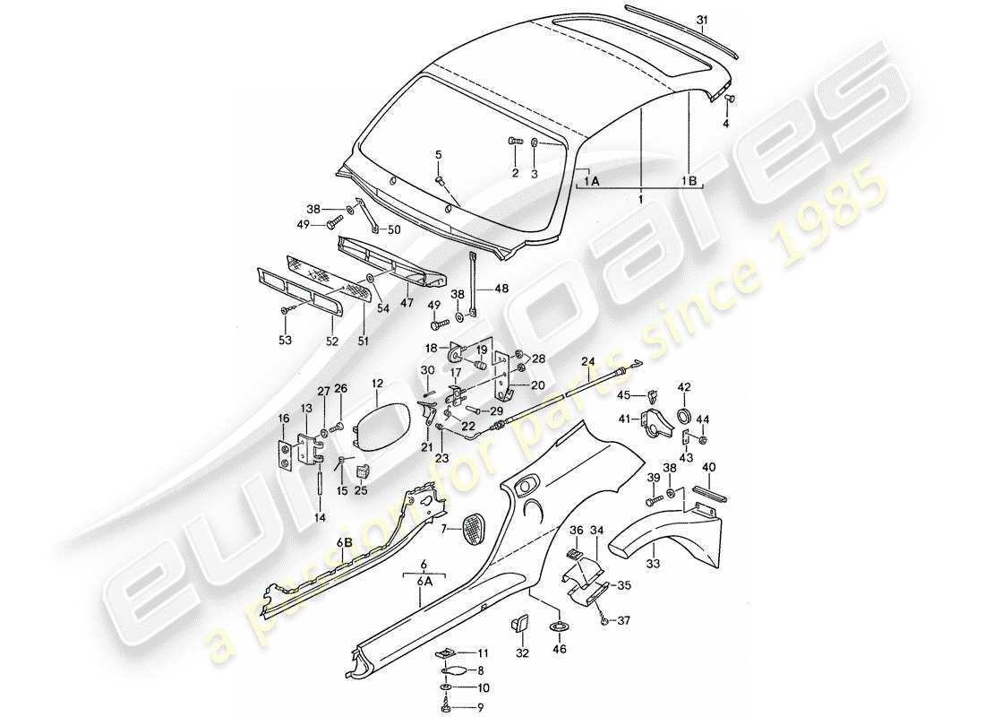 porsche 1988 (959) exterior panelling part diagram