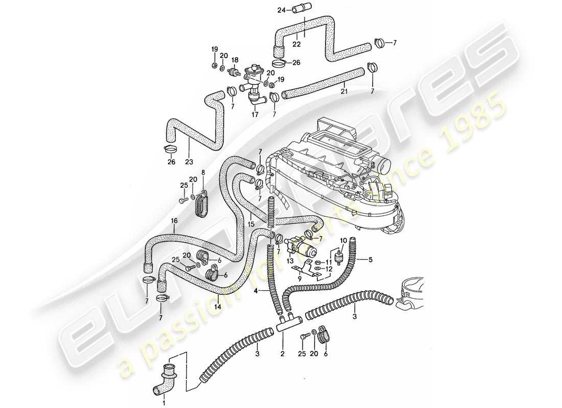 porsche 1988 (959) ventilation - heating system 2 parts diagram