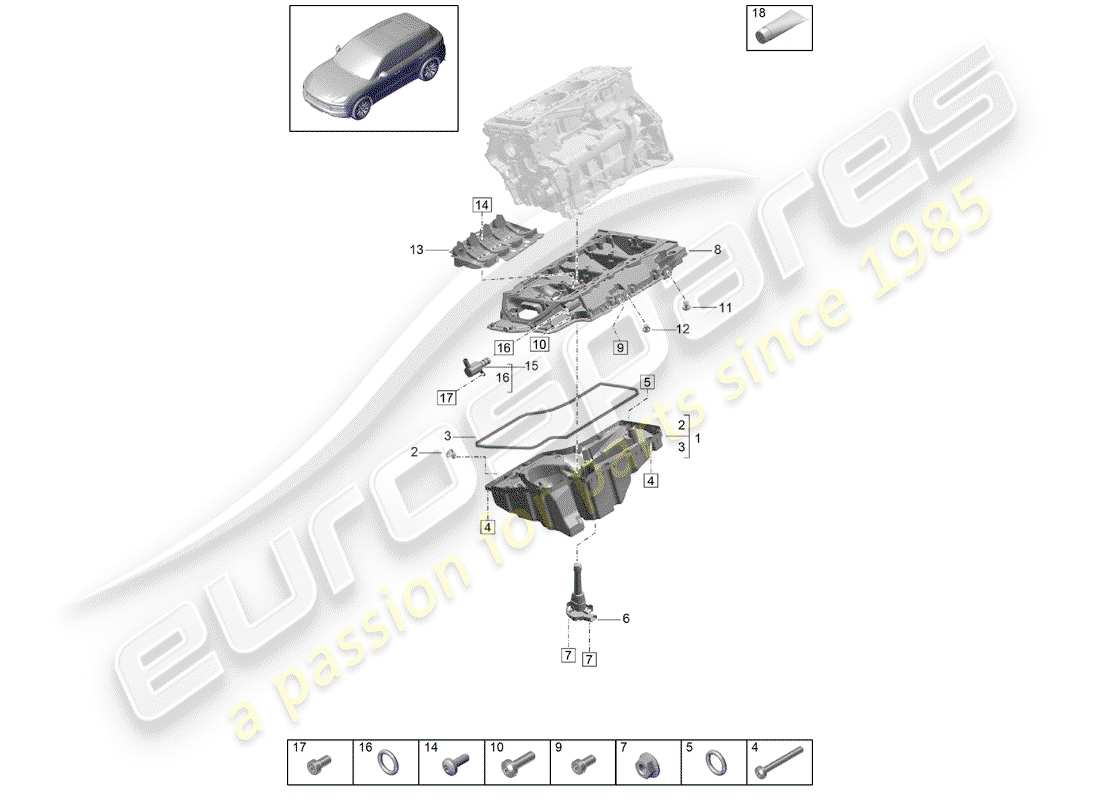porsche 2019 (cayenne e3 9ya/9yb) oil-conducting housing part diagram