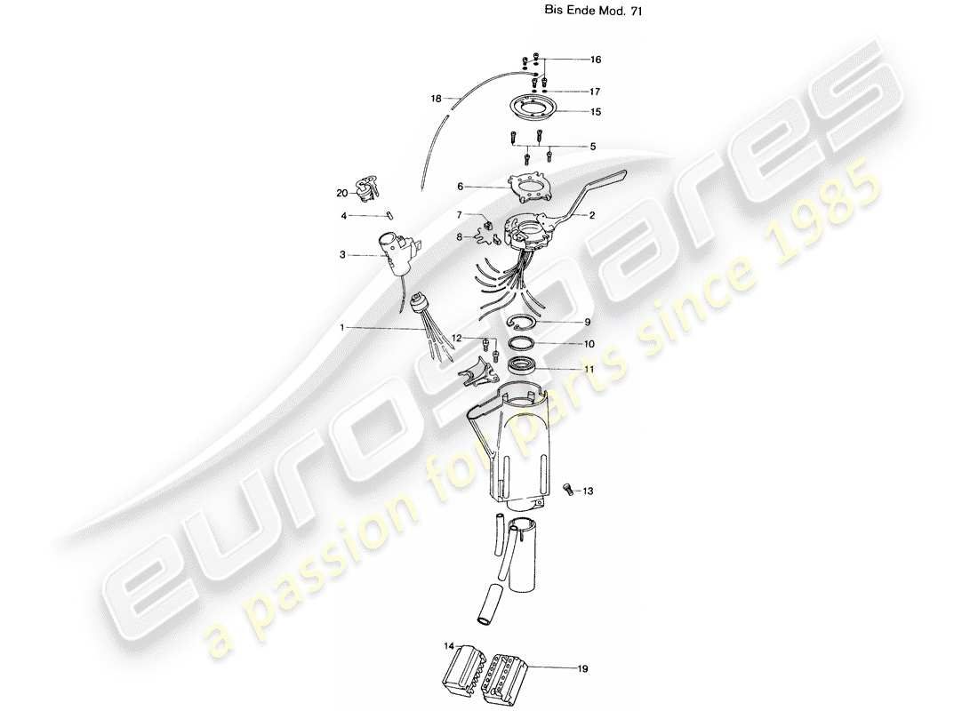 porsche 1975 (914) steering column switch - d >> - mj 1971 part diagram