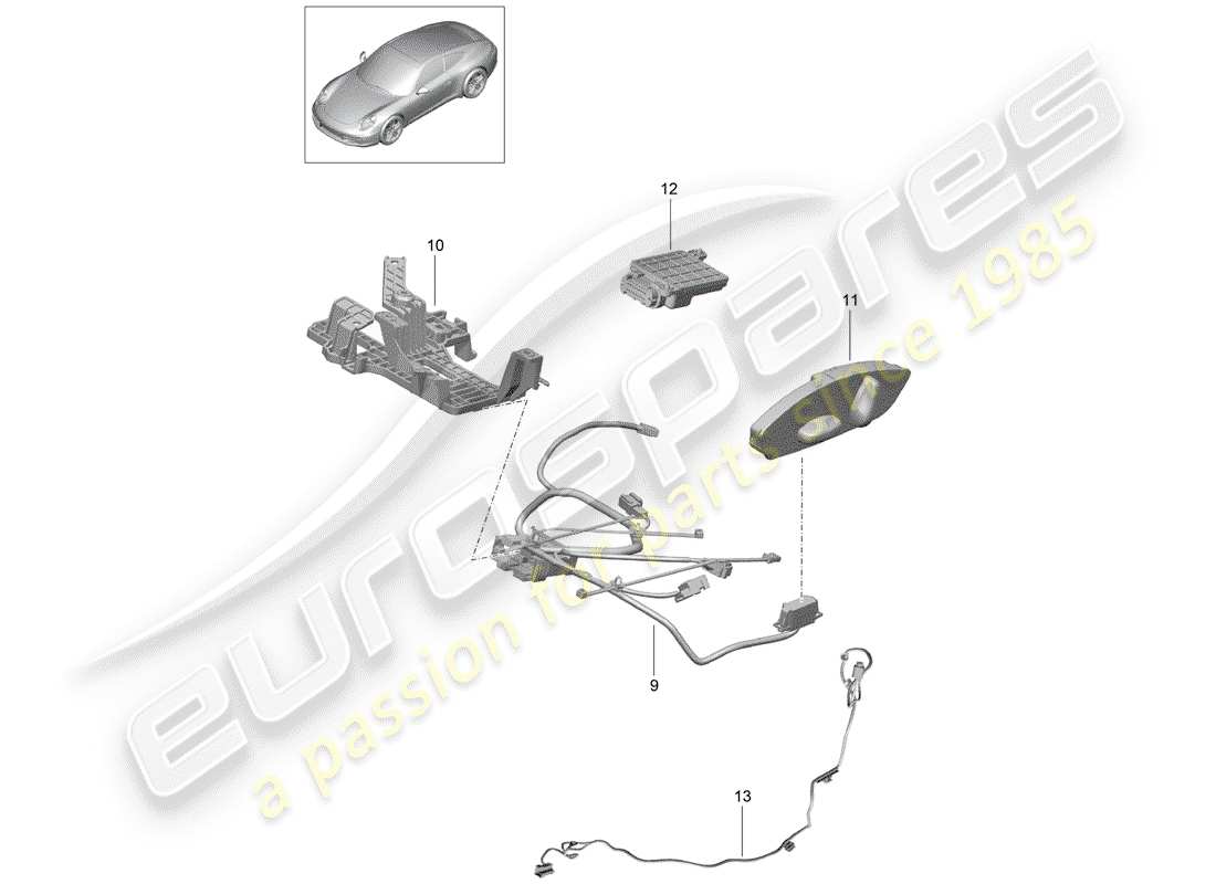 porsche 991 (2016) harness parts diagram