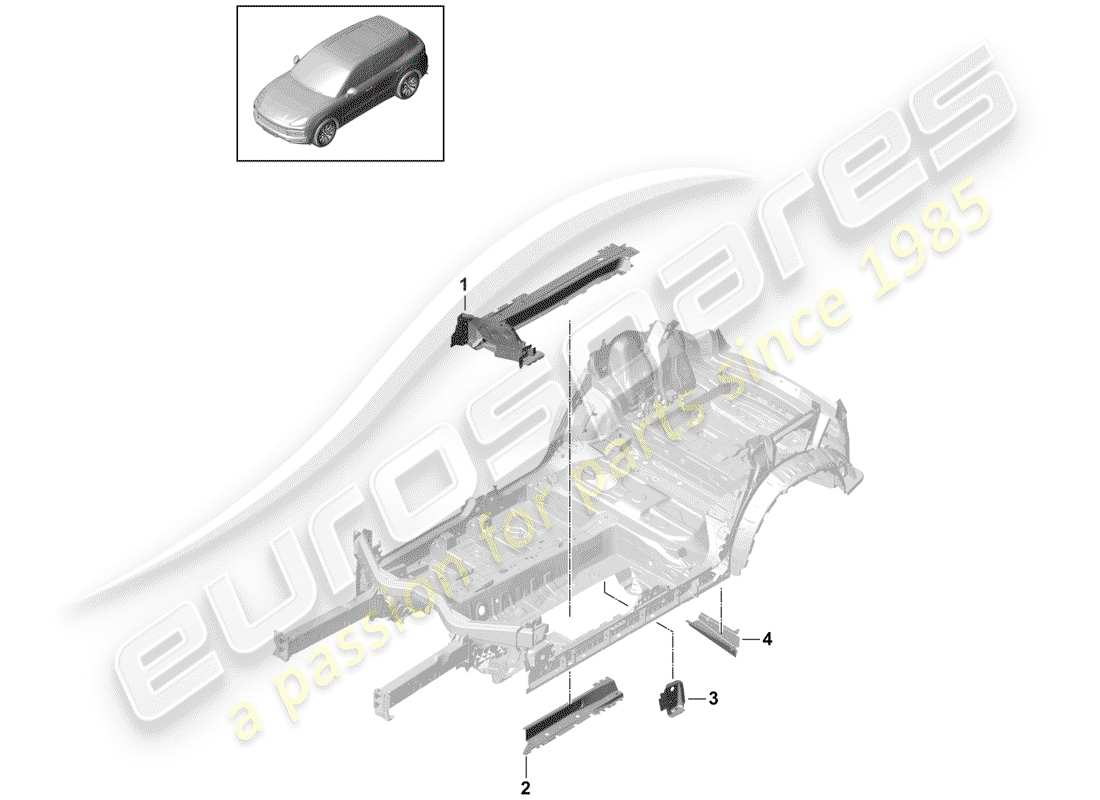 porsche 2019 (cayenne e3 9ya/9yb) frame part diagram