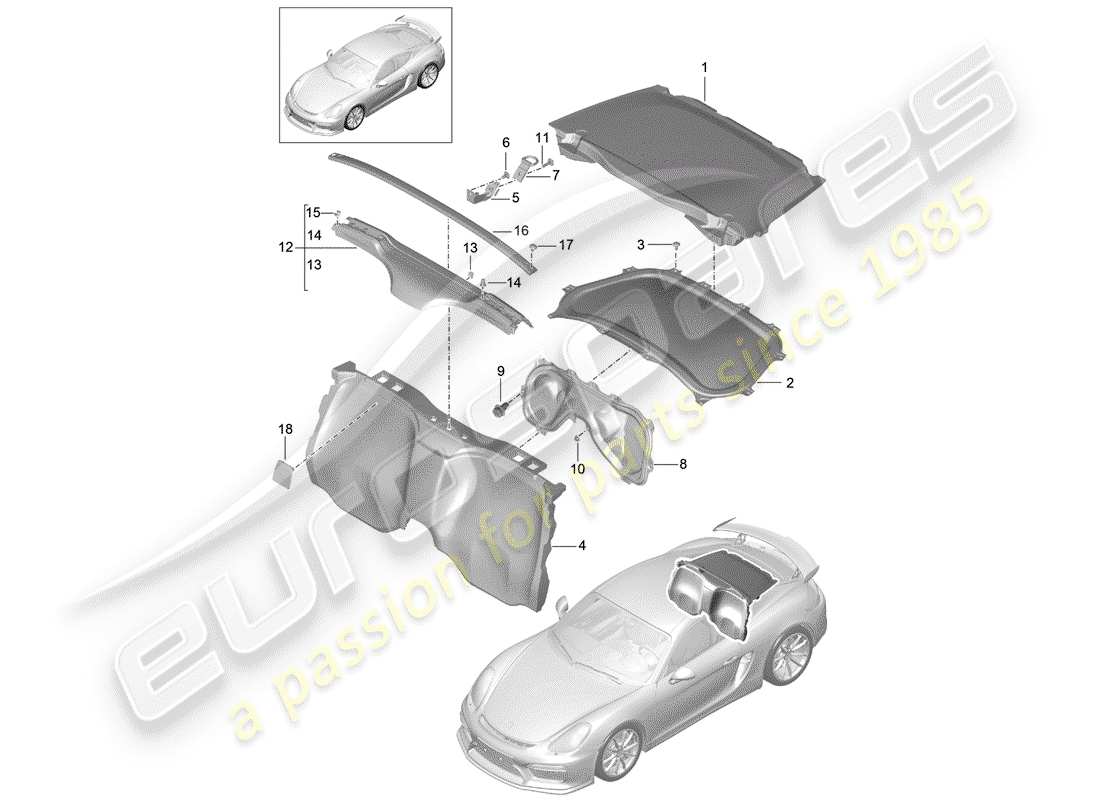 porsche 2016 (981 cayman gt4) trims part diagram