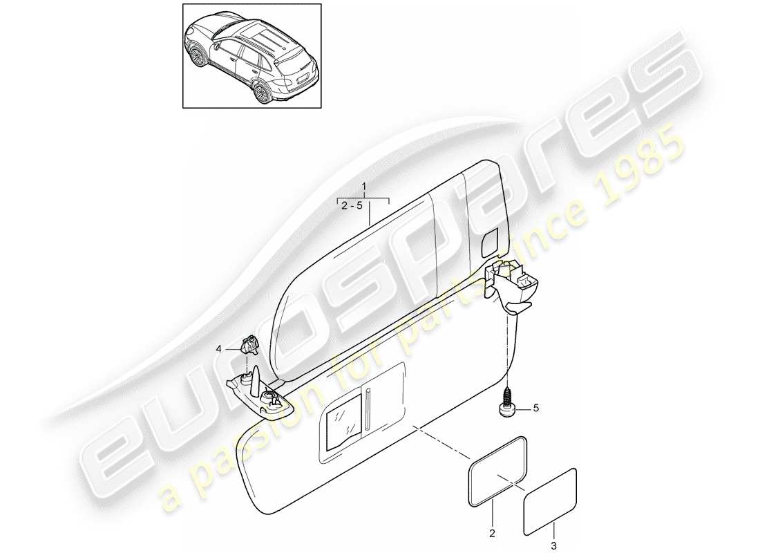 porsche 2012 (cayenne e2 92a) sun vizors part diagram