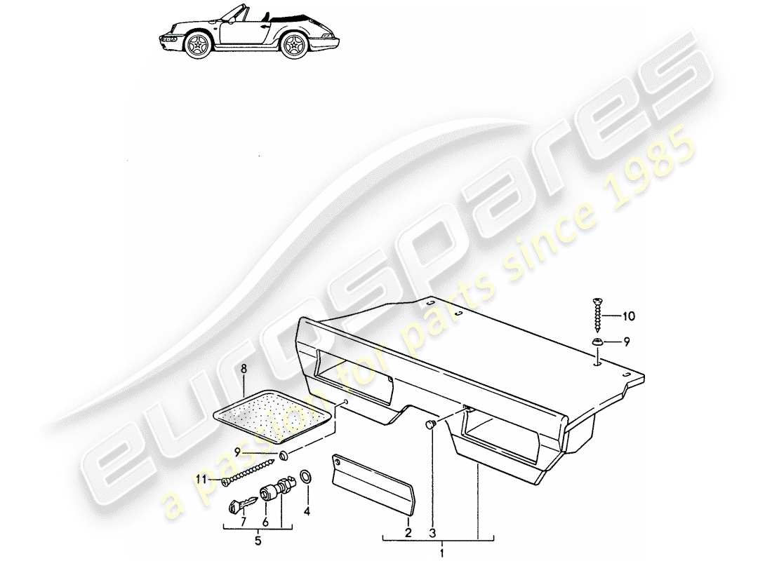 porsche seat 944/968/911/928 (1986) luggage rack - - d >> - mj 1991 part diagram