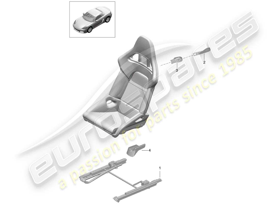 porsche 2017 (718 boxster) seat part diagram