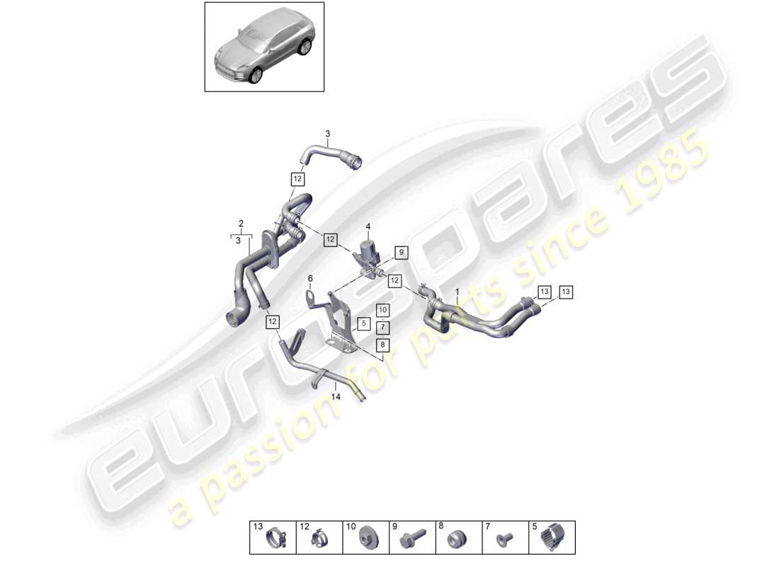 porsche 2019 (macan) heater r4 2,0l tfsi water box for models with supplementary heater d - mj 2020>> part diagram