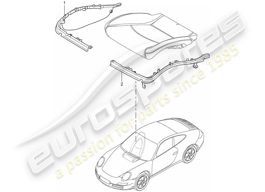 porsche 2010 (997-2) cushion carrier part diagram