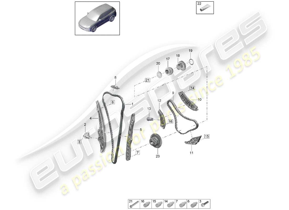 porsche 2019 (cayenne e3 9ya/9yb) timing chain part diagram