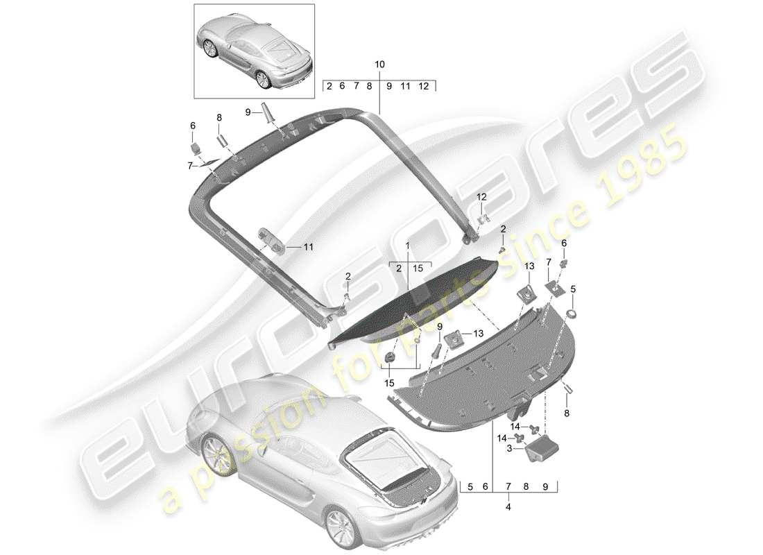 porsche 2016 (981 cayman gt4) lining part diagram