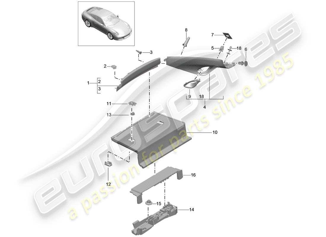 porsche 2020 (991-2) trims part diagram