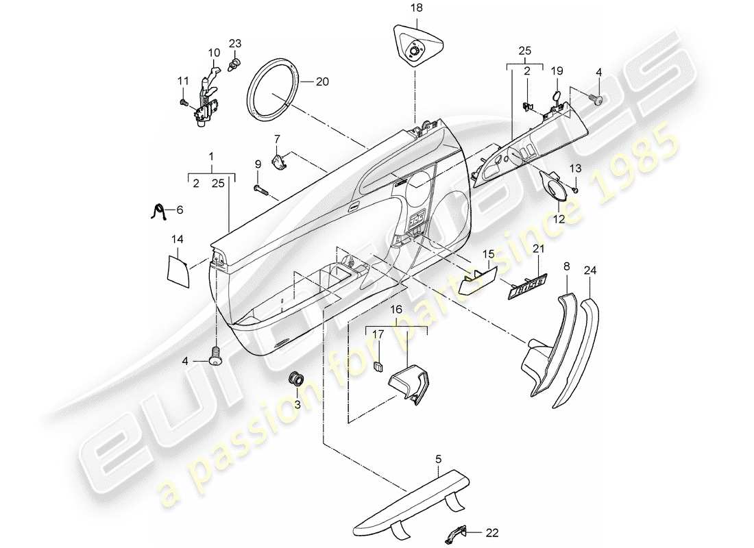 porsche 2010 (997-2) door panel part diagram
