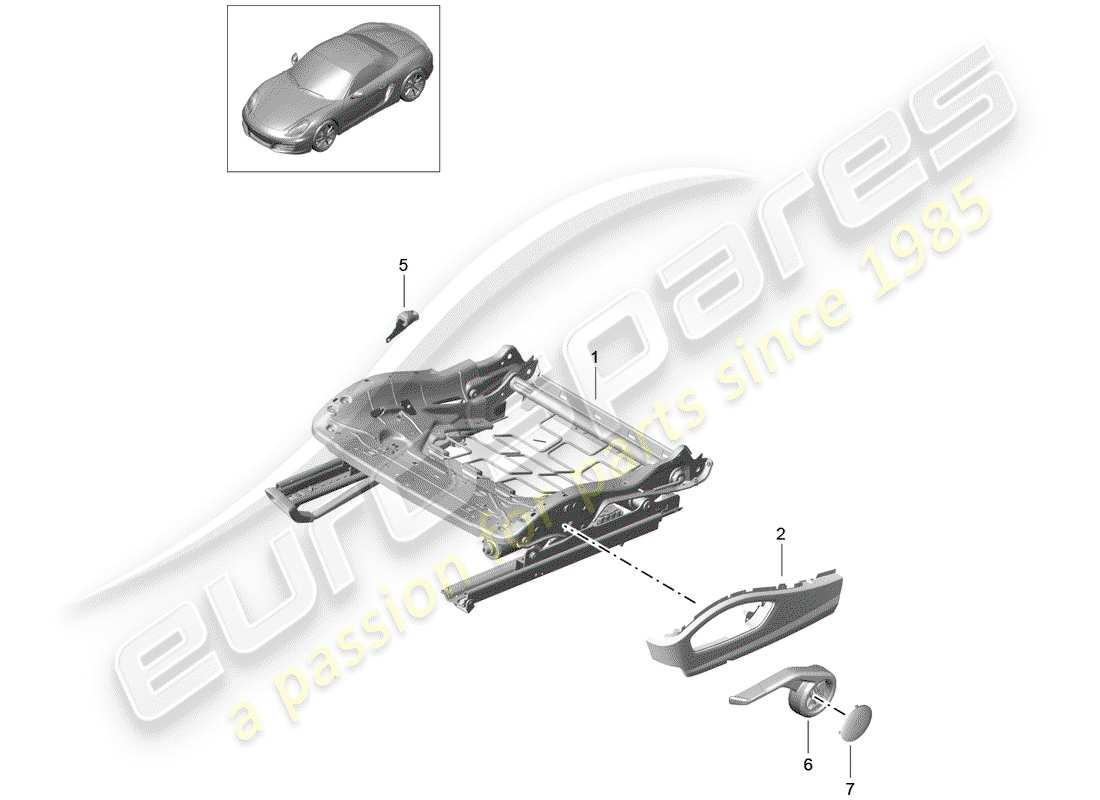 porsche 2016 (981 boxster) seat frame part diagram