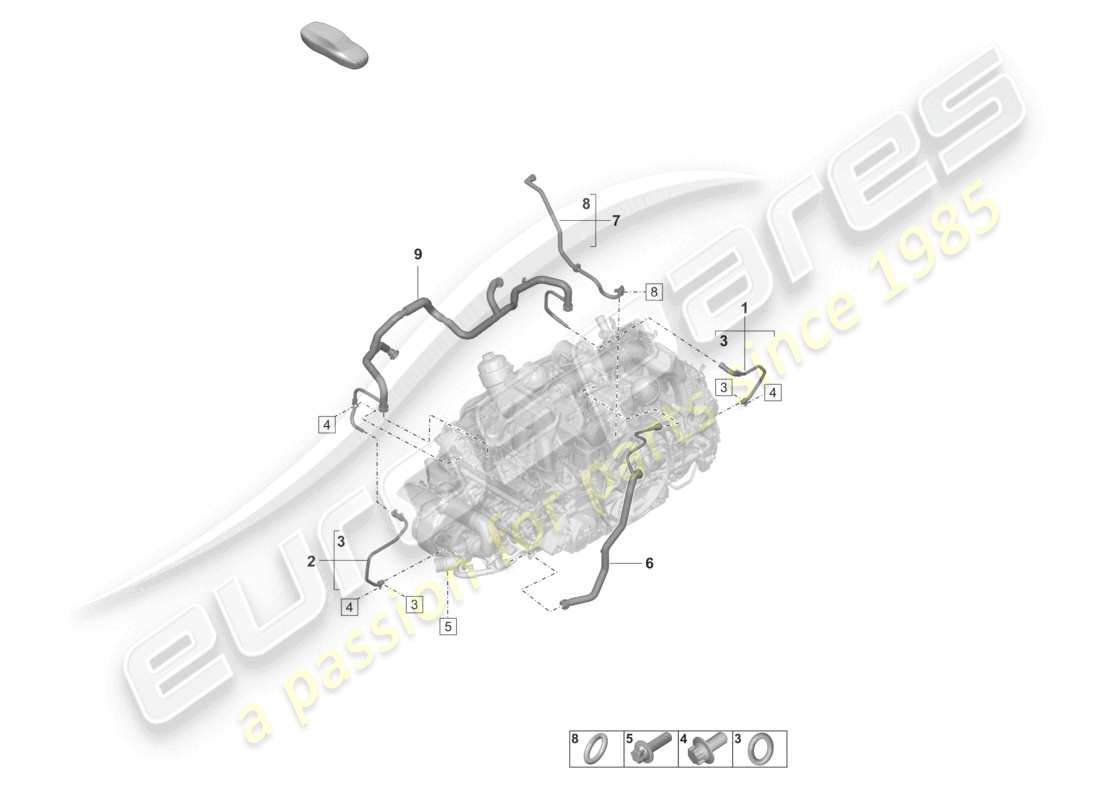 porsche 2019 (992-1) crankcase housing ventilation breather line part diagram