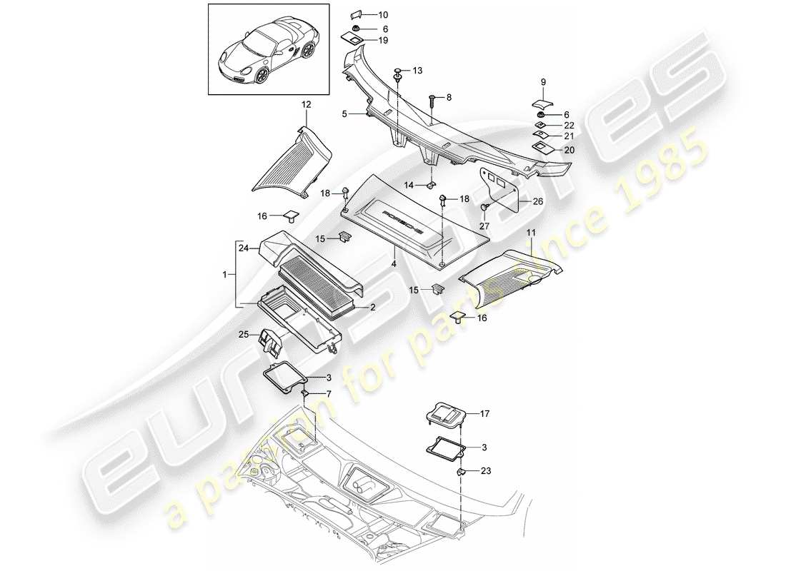 porsche 2011 (987 boxster) particulate filter part diagram