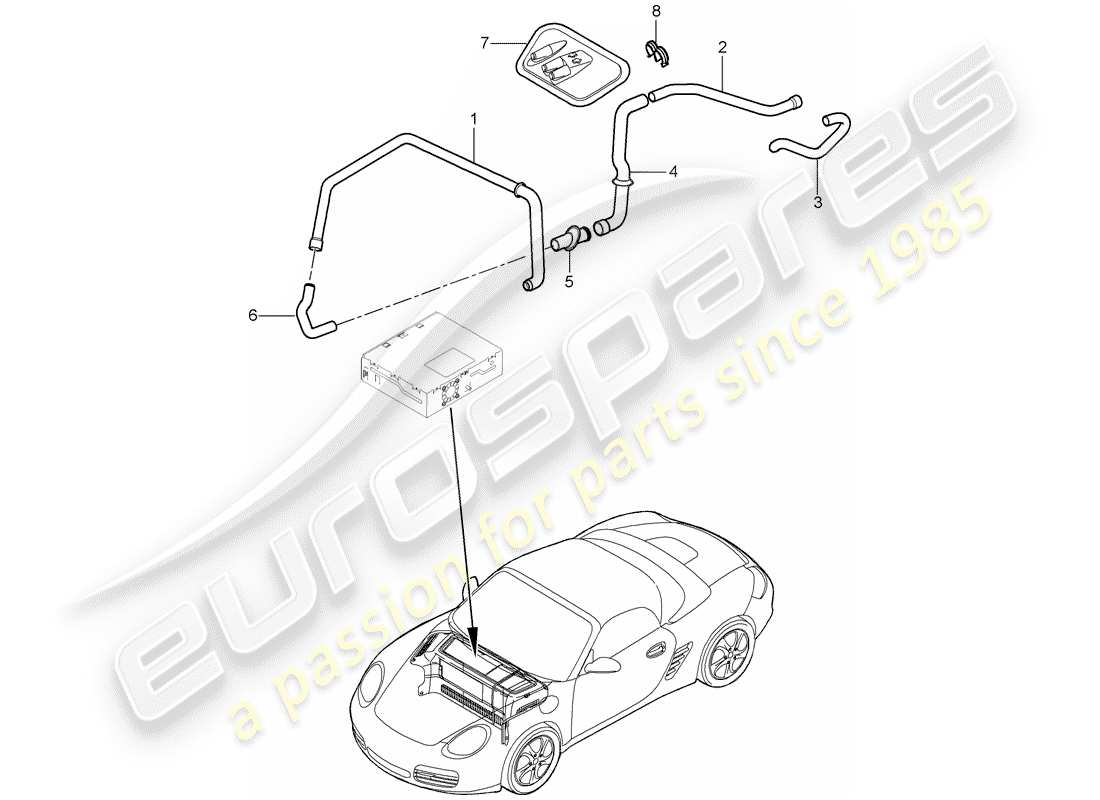 porsche 2011 (987 boxster) luggage compartment part diagram
