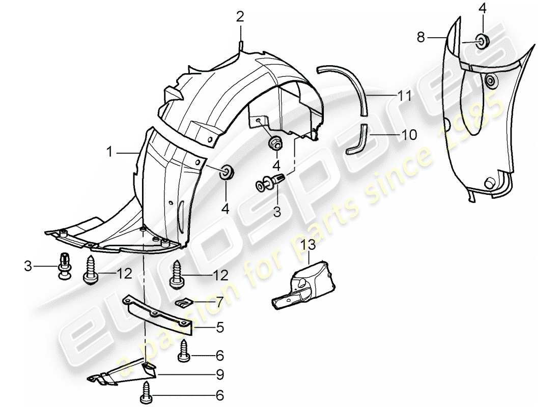 porsche 2002 (996 gt3) trims - for - wheel housing part diagram