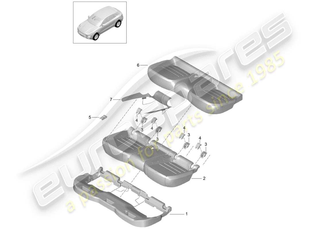 porsche 2017 (macan) foam part part diagram