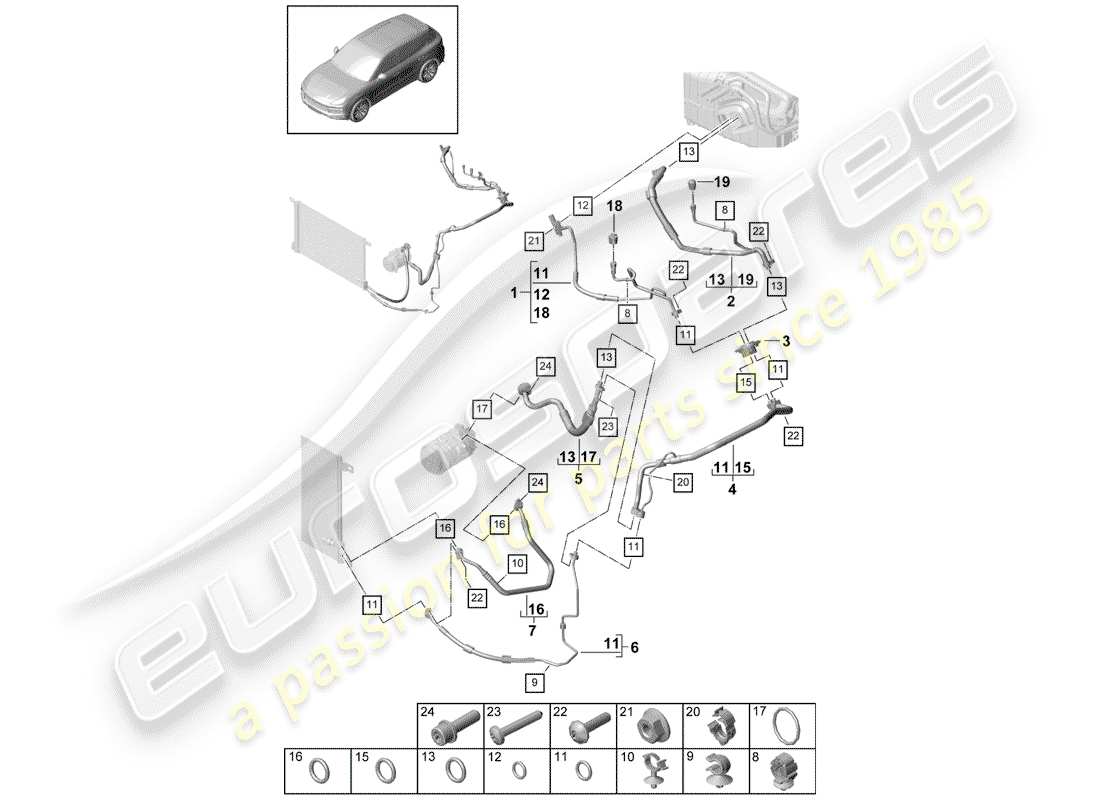 porsche 2019 (cayenne e3 9ya/9yb) air conditioner part diagram