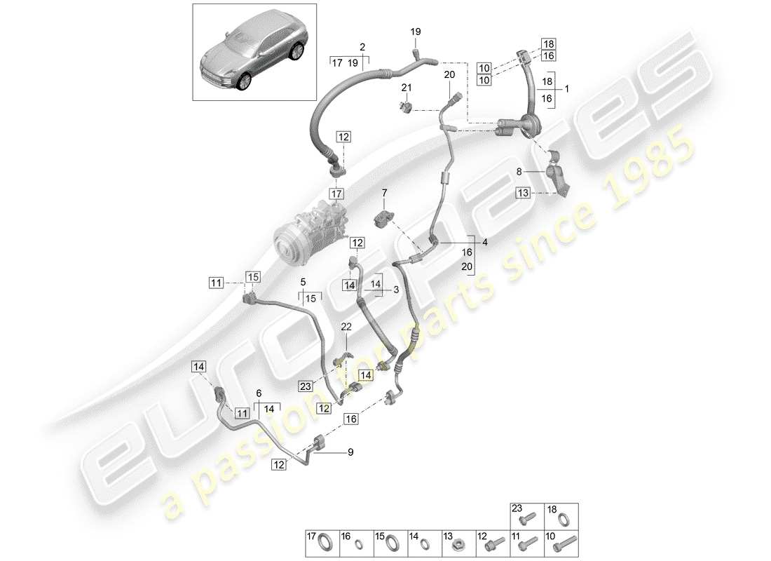 porsche 2019 (macan) refrigerant circuit part diagram