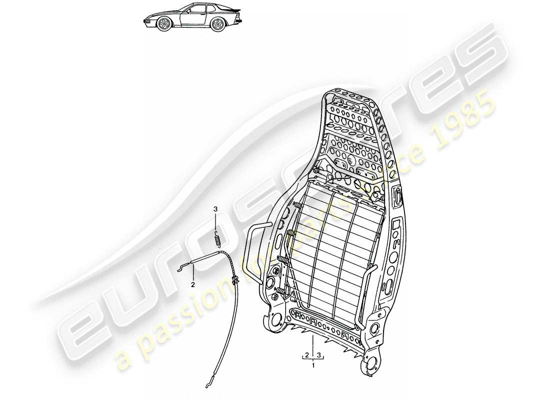 porsche 1996 (seats for 944/968/911/928) backrest frame - sports seat - d >> - mj 1988 parts diagram