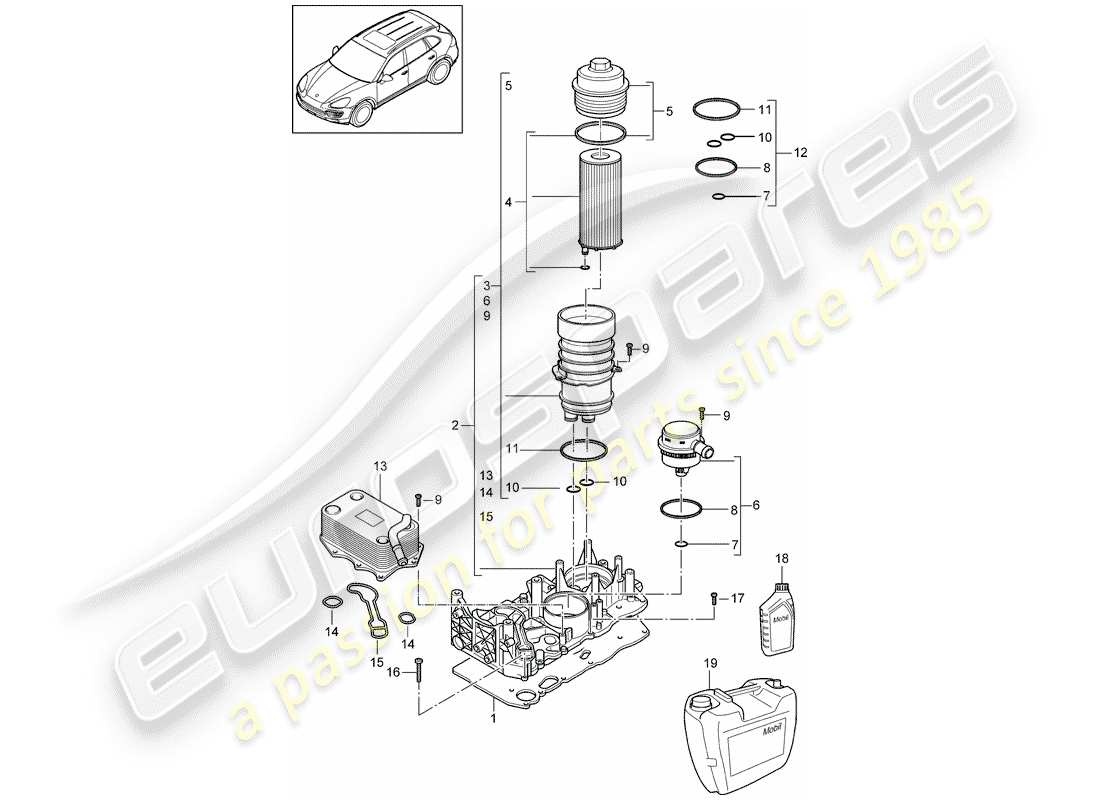 porsche 2013 (cayenne e2 92a) oil filter part diagram