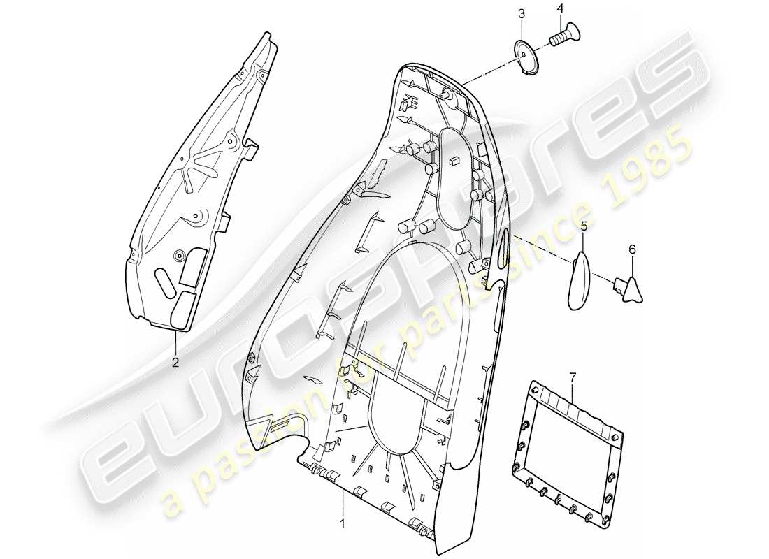 porsche 2006 (987 boxster) backrest shell part diagram