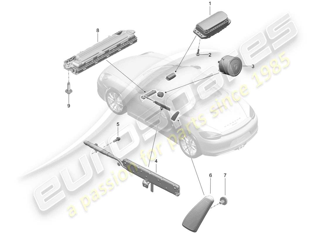 porsche 2013 (981 boxster) airbag part diagram