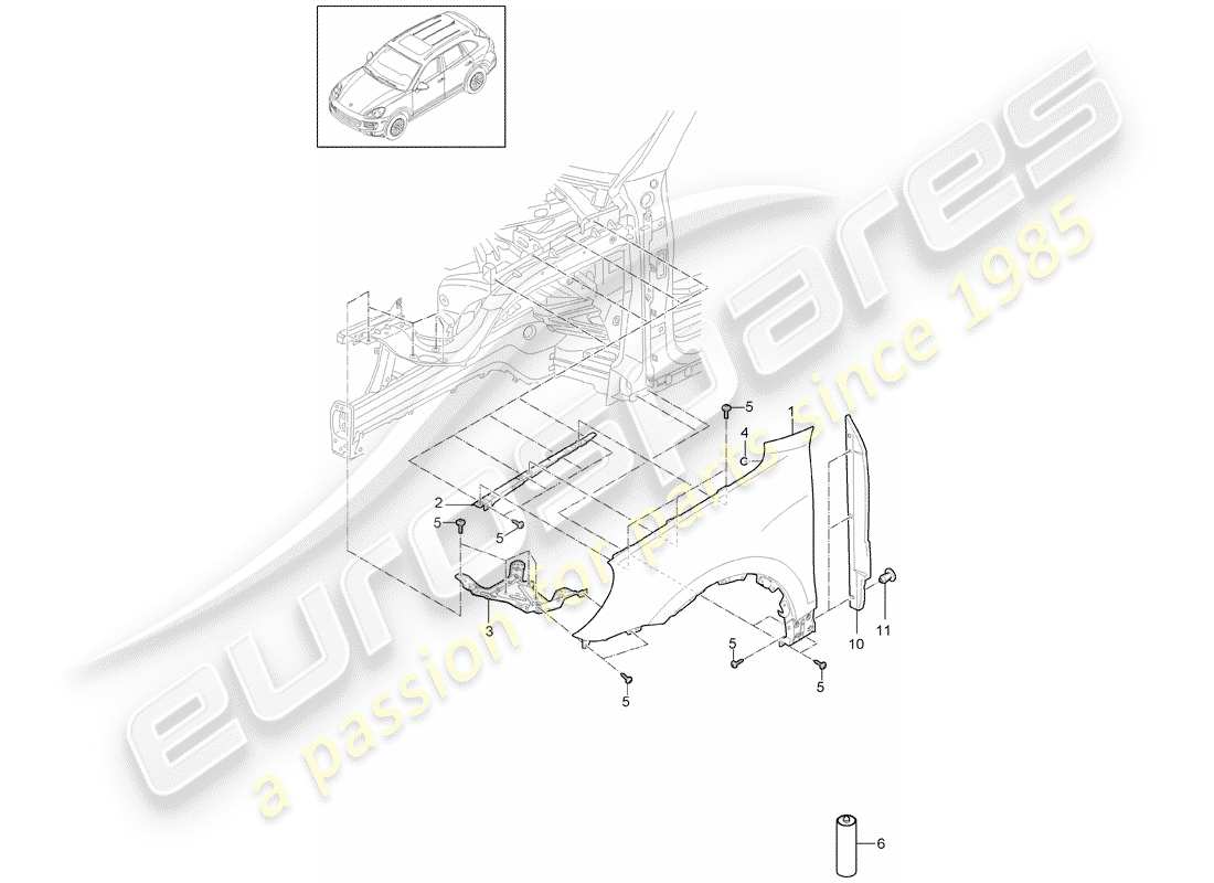porsche 2016 (cayenne e2 92a) fender part diagram