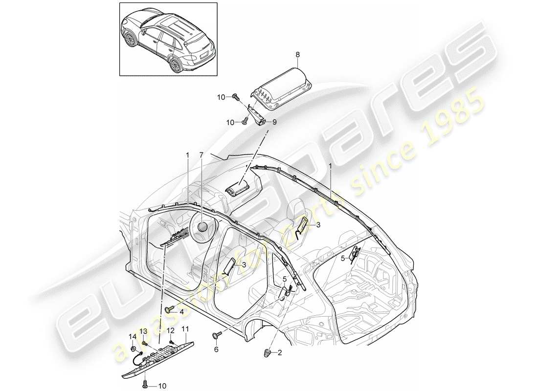 porsche 2015 (cayenne e2 92a) airbag part diagram