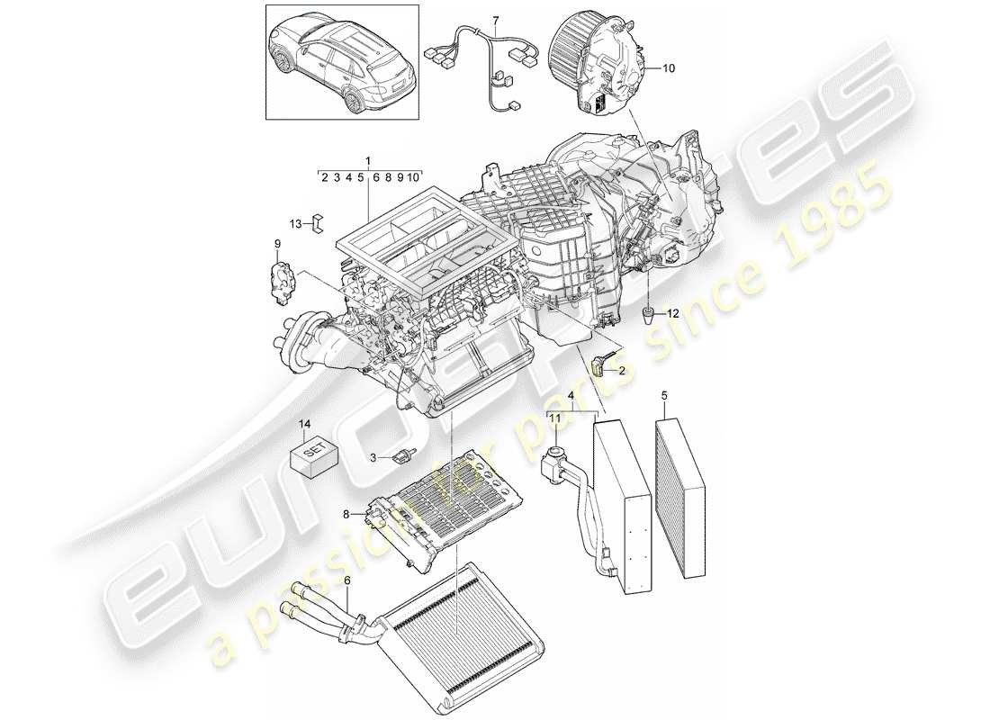 porsche 2016 (cayenne e2 92a) air conditioner part diagram