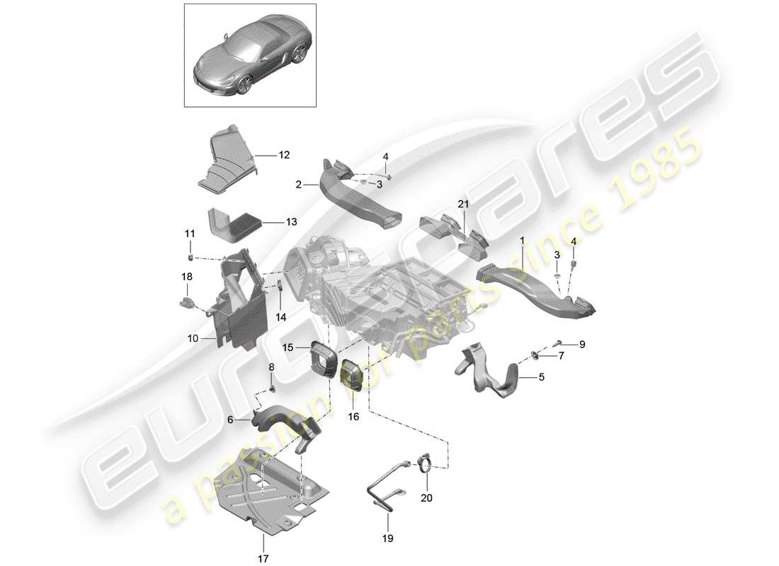 porsche 2013 (981 boxster) air duct part diagram