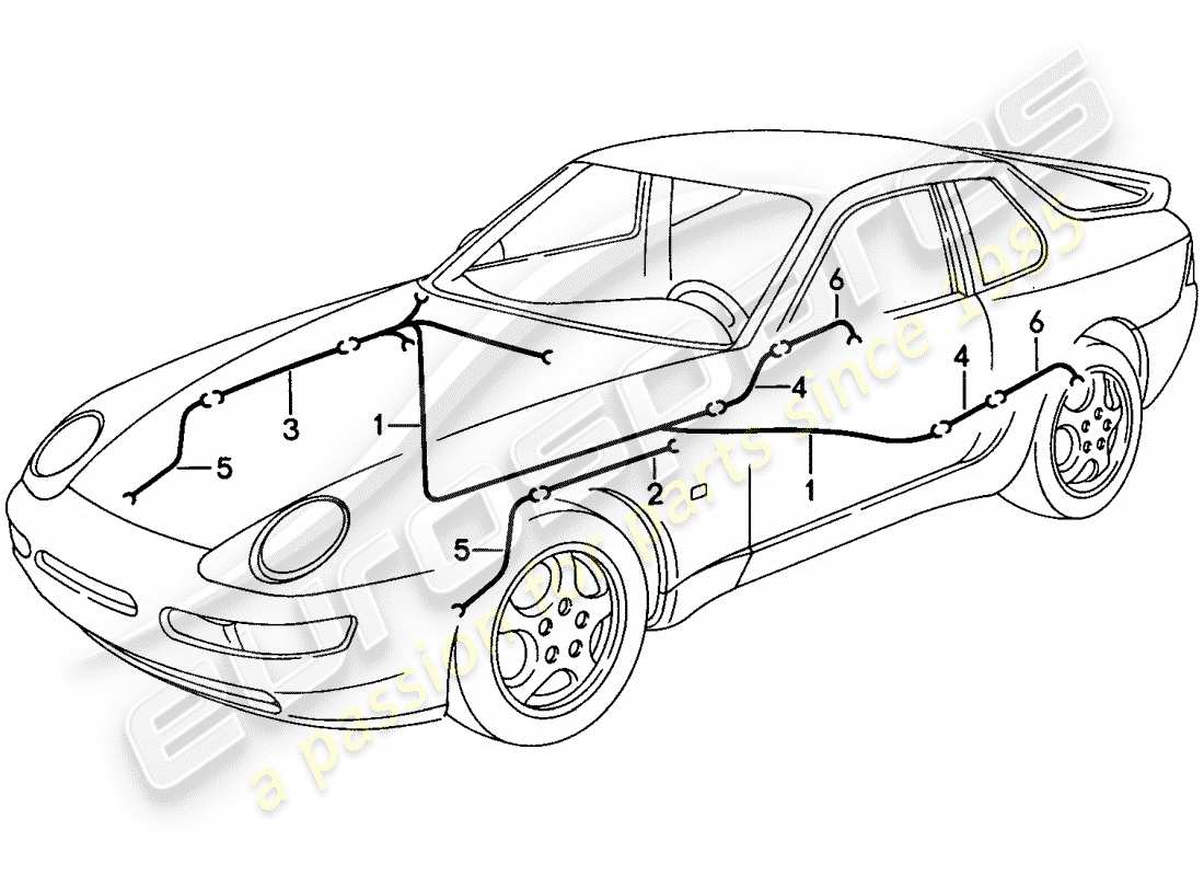 porsche 1994 (968) wiring harnesses - anti-locking brake syst. -abs- - brake pad wear indicator part diagram