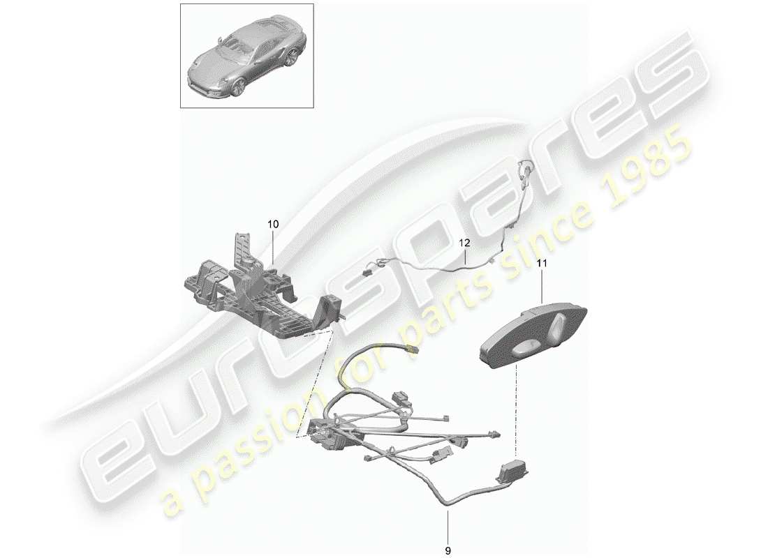 porsche 2020 (991-2 turbo) wiring harnesses part diagram