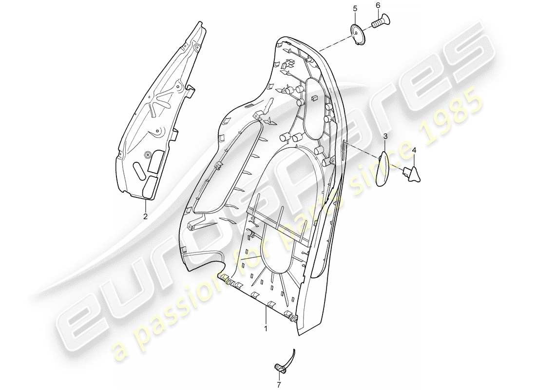 porsche 2011 (997-2 gt3) backrest shell part diagram