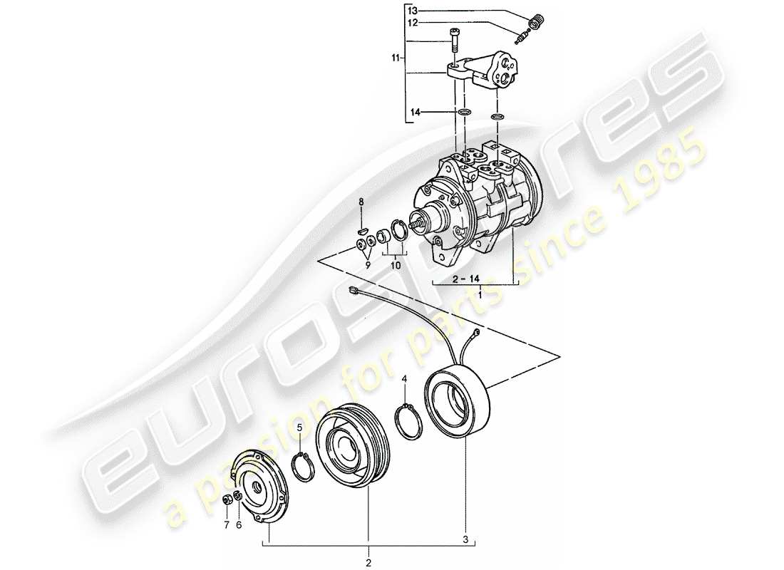 porsche 1991 (944) compressor part diagram