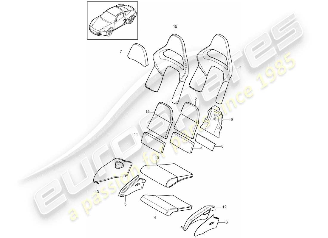 porsche cayman 987 (2012) foam part parts diagram