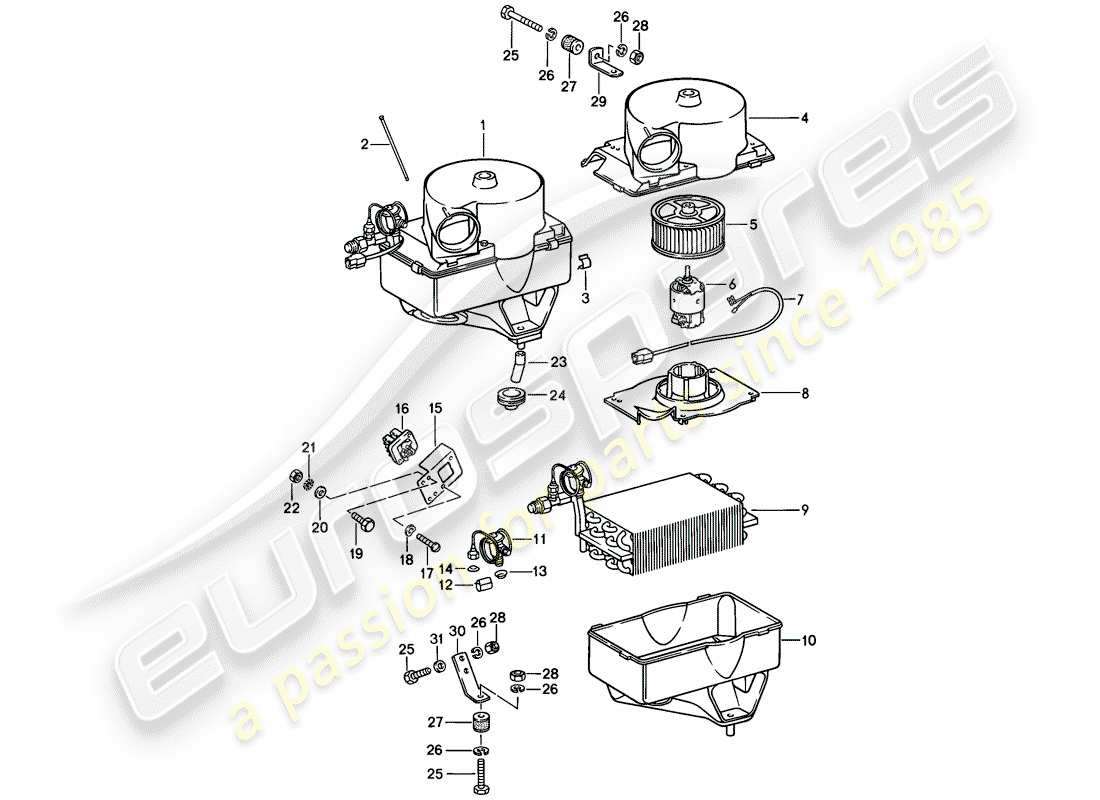 porsche 1978 (924) evaporator part diagram