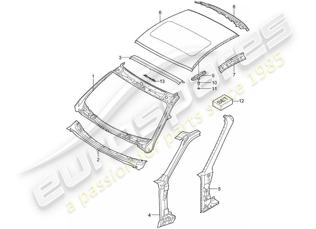 porsche 2007 (997-1) cowl part diagram