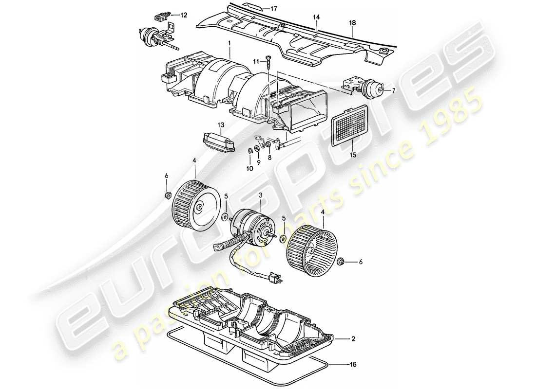 porsche 1986 (944) fan part diagram