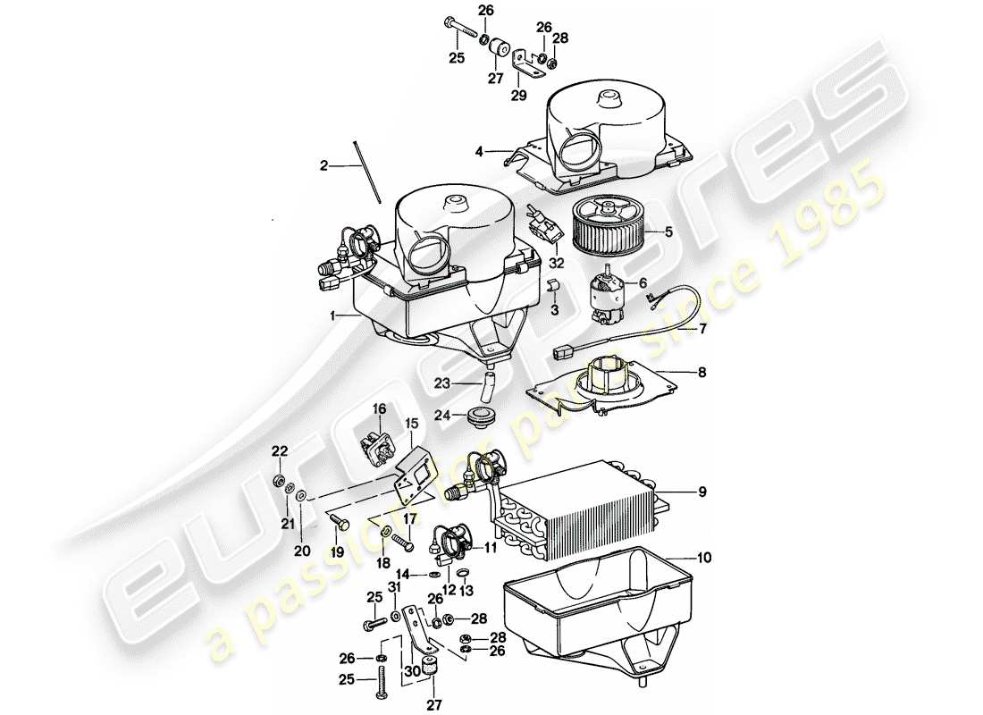 porsche 1984 (944) air conditioner part diagram
